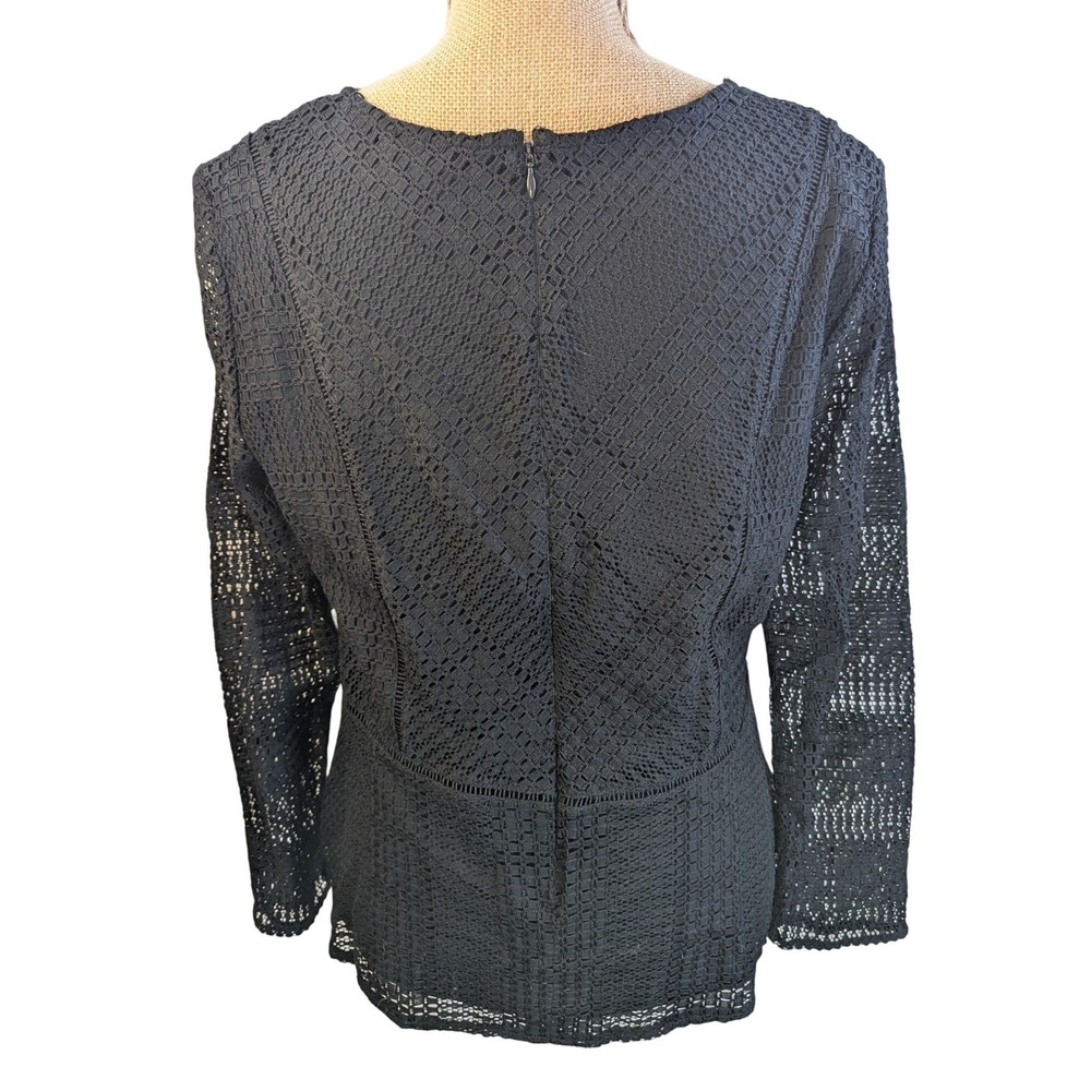 Banana Republic Black Lace Peplum Long Sleeve Top Women's Size L - Picture 3 of 8